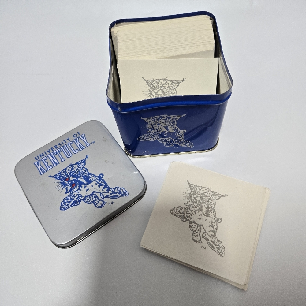 Vintage University Of Kentucky Wildcats Note Box UK Metal Box 80s Paper Notes